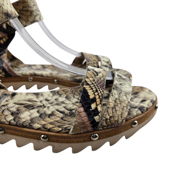 AGL Animal Print Gladiator Sandals Womens 7 37 Studded Designer Mob Wife Brown - Picture 3 of 11